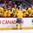 MONTREAL, CANADA - JANUARY 4: Sweden's Carl Grundstrom #16 celebrates at the bench with teammates after a first period goal against Canada during semifinal round action at the 2017 IIHF World Junior Championship. (Photo by Andre Ringuette/HHOF-IIHF Images)

